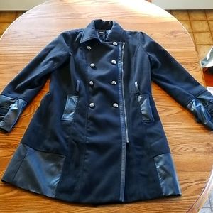 XOXO black double breasted peacoat w/ zipper